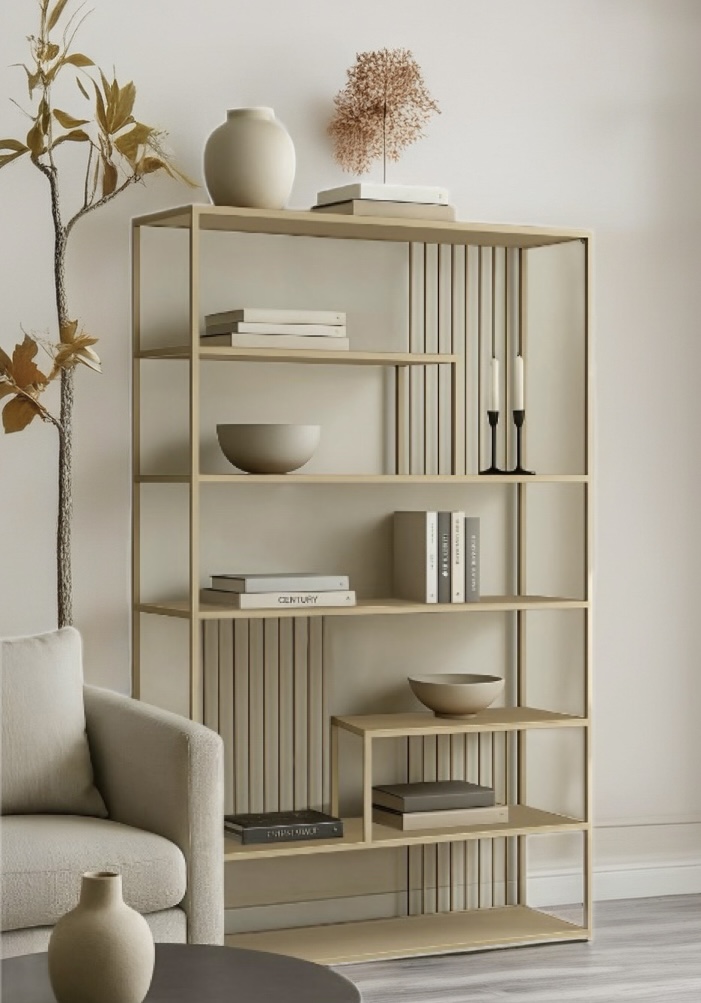 ספריית מדפי ברזל שמנת 2